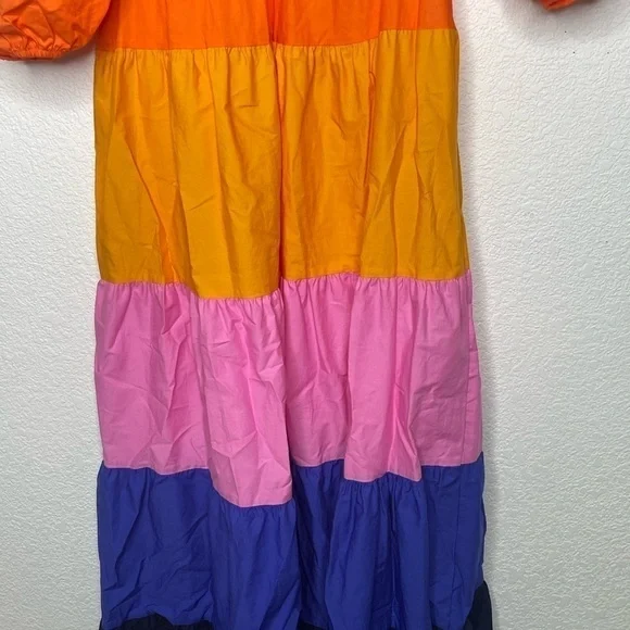 Farm Rio dress maxi NWT color block sz XS tiered - Picture 4 of 12